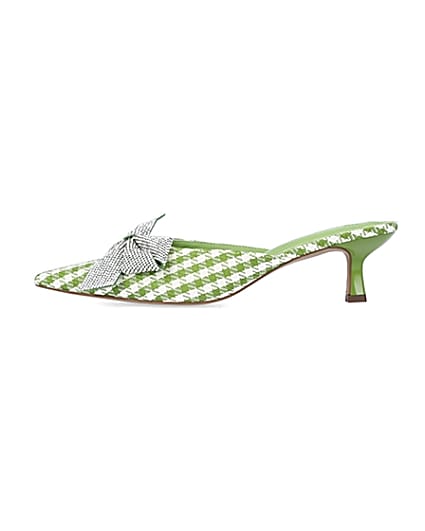 360 degree animation of product Green gingham heeled shoes frame-3