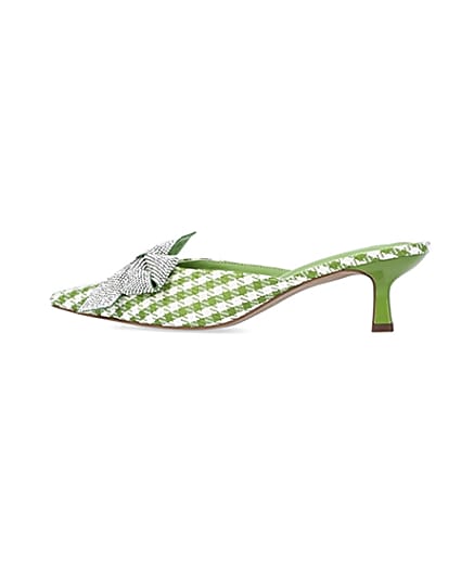 360 degree animation of product Green gingham heeled shoes frame-4