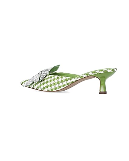 360 degree animation of product Green gingham heeled shoes frame-5