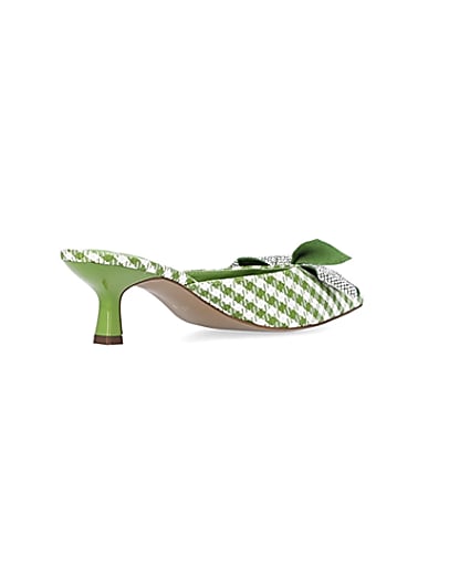 360 degree animation of product Green gingham heeled shoes frame-12