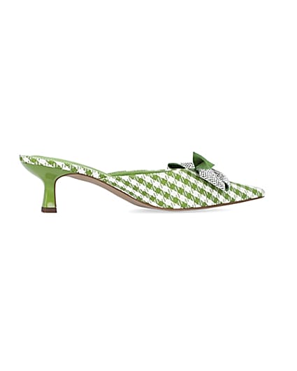 360 degree animation of product Green gingham heeled shoes frame-14