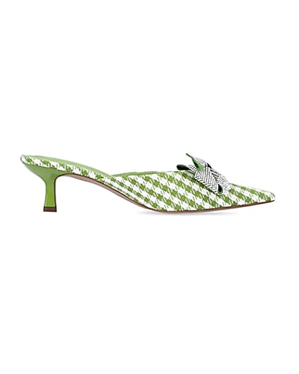 360 degree animation of product Green gingham heeled shoes frame-15