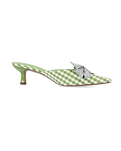 360 degree animation of product Green gingham heeled shoes frame-16