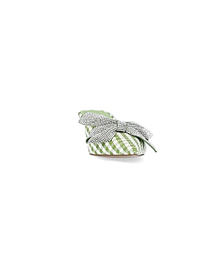 360 degree animation of product Green gingham heeled shoes frame-20