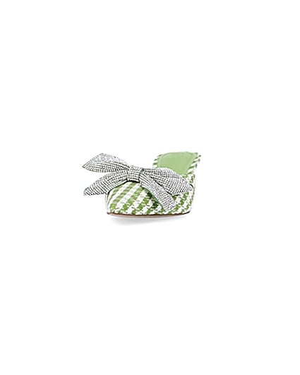 360 degree animation of product Green gingham heeled shoes frame-22