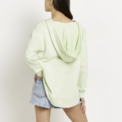 Green graphic oversized hoodie