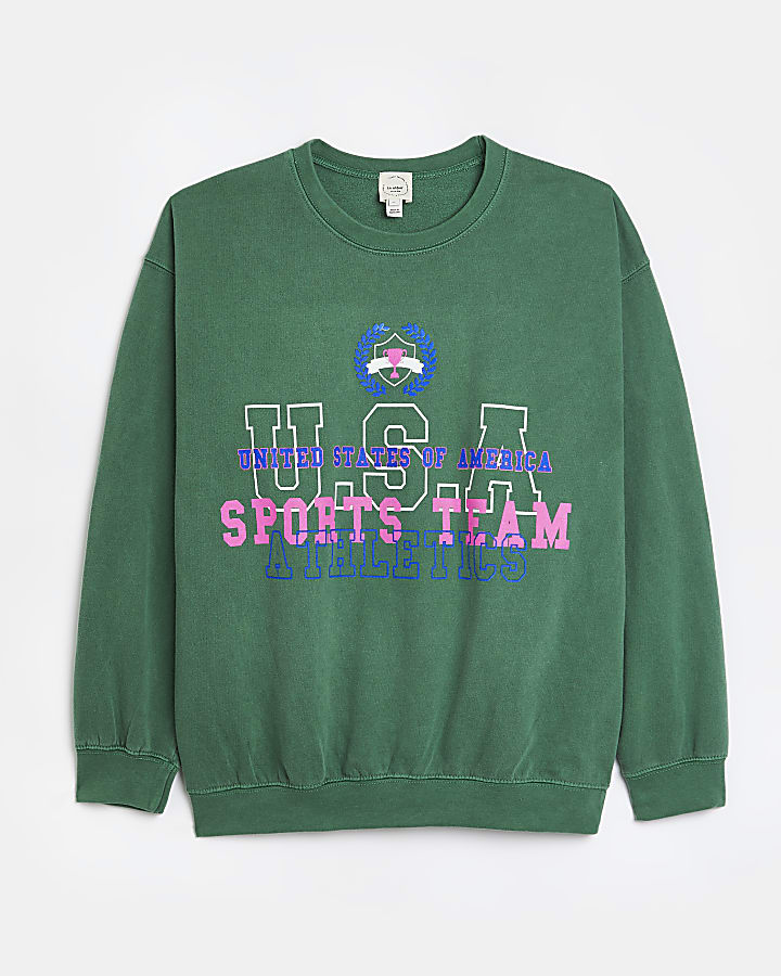 Green graphic print sweatshirt