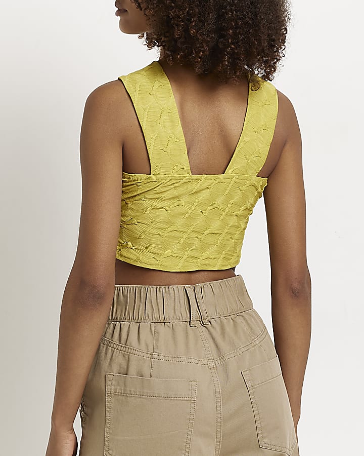 Green halter neck copped top