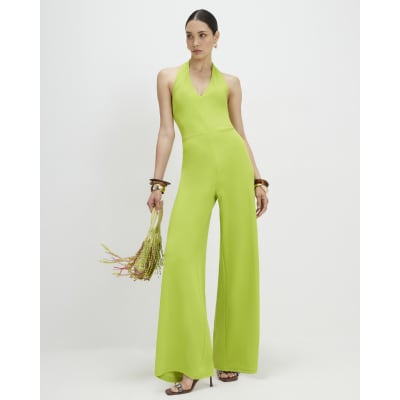 Green Halter Neck Jumpsuit