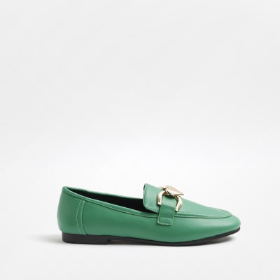Green heart chain loafers River Island
