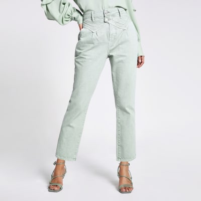 river island green jeans