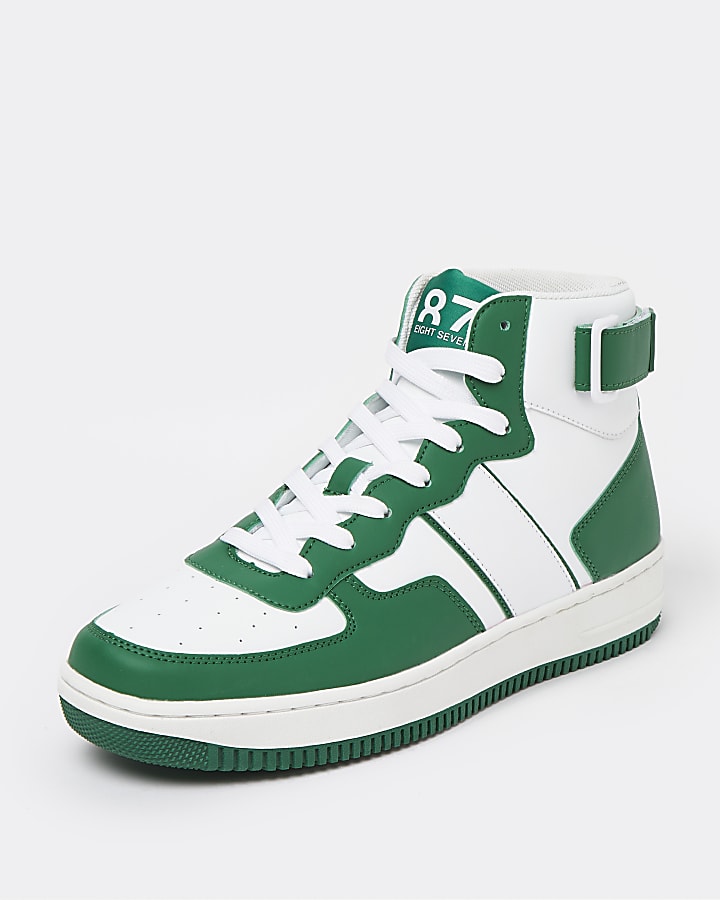 Green high top court trainers