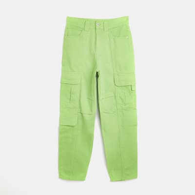 Green high waisted cargo jeans