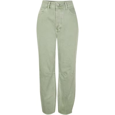 Green high waisted tapered jean