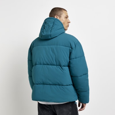 Green hooded puffer jacket | River Island