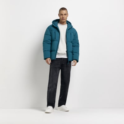 Green hooded puffer jacket | River Island