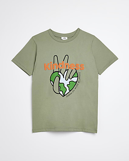 Green kindness earth print t-shirt
