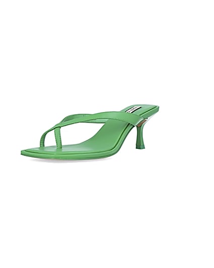 360 degree animation of product Green kitten heeled mules frame-0