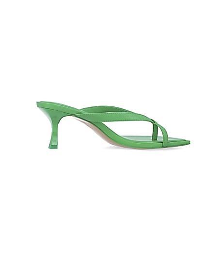 360 degree animation of product Green kitten heeled mules frame-14