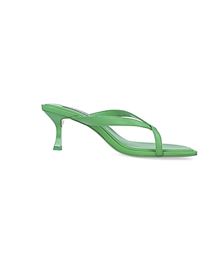 360 degree animation of product Green kitten heeled mules frame-16