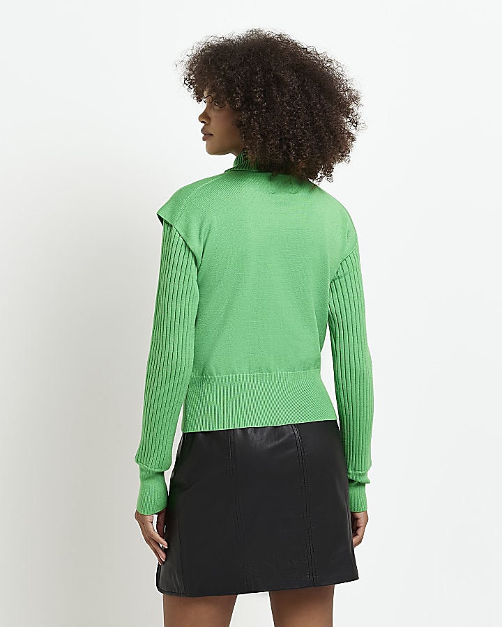 Green knit turtleneck jumper