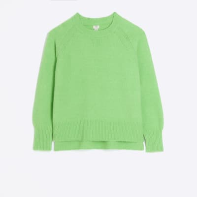 Green knitted jumper | River Island