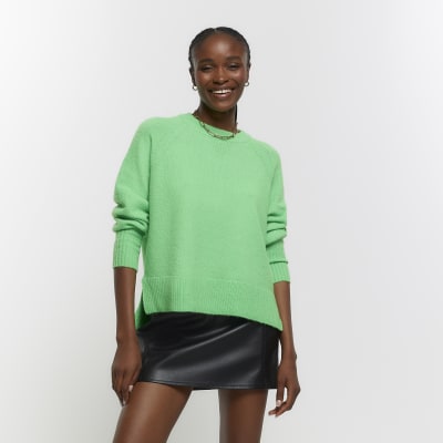 Green knitted jumper | River Island