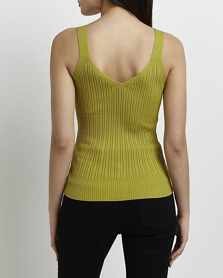 Green knitted vest top