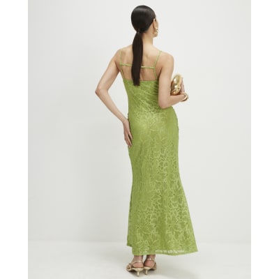 navy lace long dress Miss Circle Women Giada Navy Lace Deep V Long Sleeve Maxi Dress