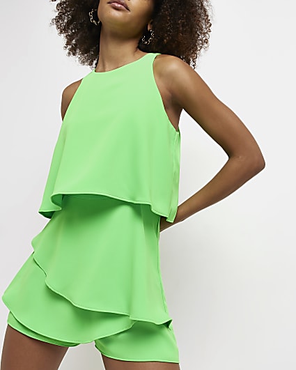 Green layered playsuit