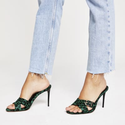 river island leopard print mules