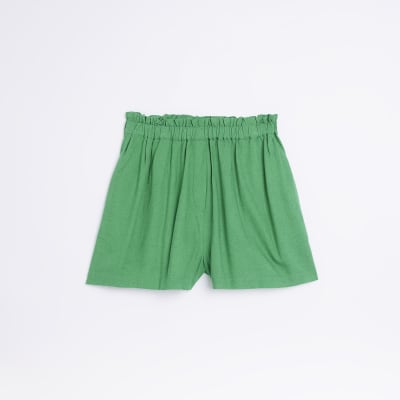 Green linen shorts River Island