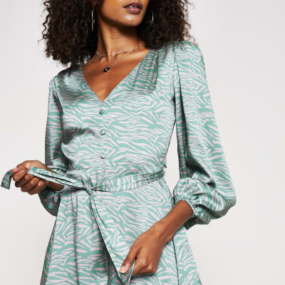 river island green leopard print dress