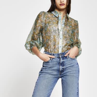 floral sheer blouse