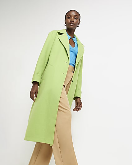 Green long sleeve longline coat