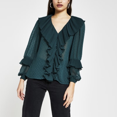 long sleeve ruffle shirt