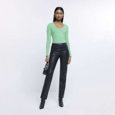 Green long sleeve top River Island