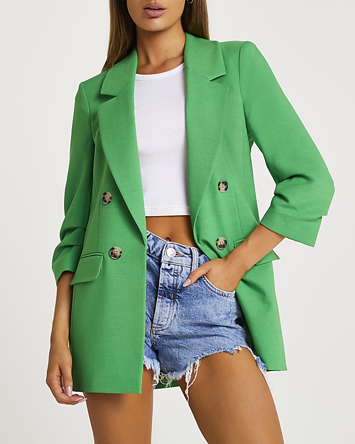 Green long soft blazer