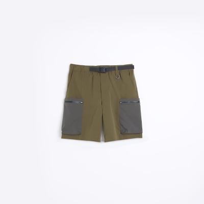 Green loose fit utility cargo shorts River Island