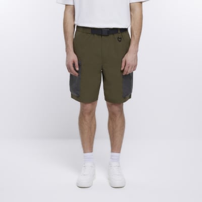 Green loose fit utility cargo shorts River Island