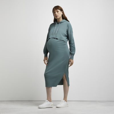 Green maternity dress and jumper set River Island
