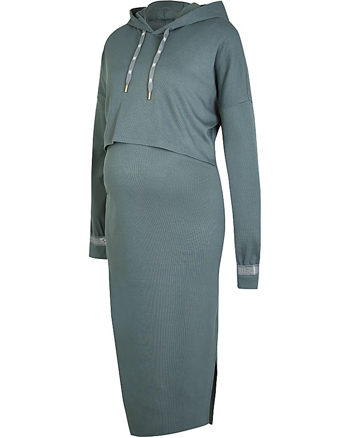 Green maternity dress and jumper set