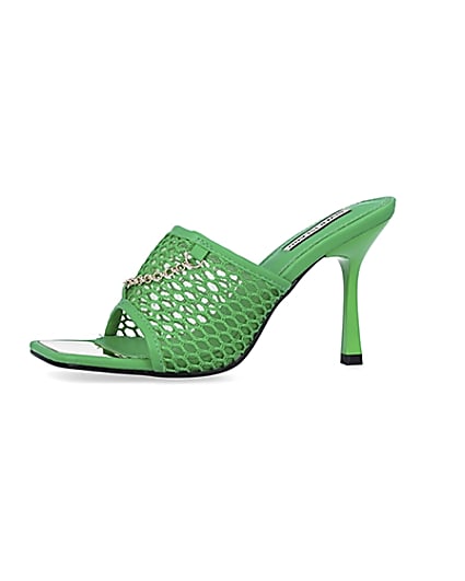 360 degree animation of product Green mesh open toe heeled mules frame-2