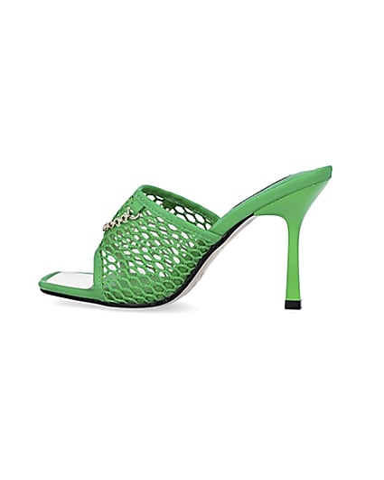 360 degree animation of product Green mesh open toe heeled mules frame-4