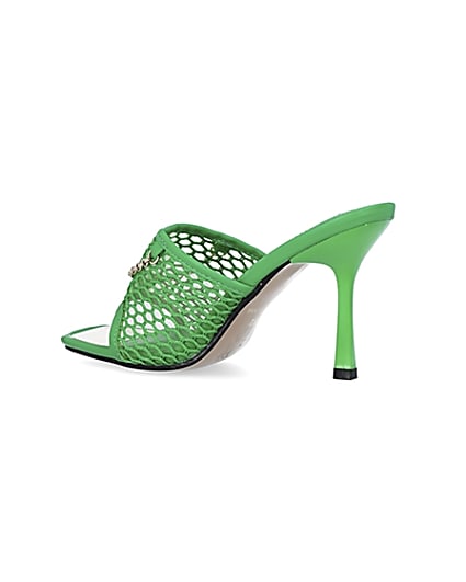 360 degree animation of product Green mesh open toe heeled mules frame-5