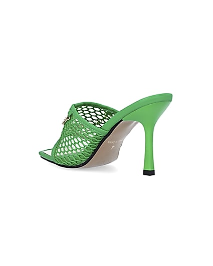 360 degree animation of product Green mesh open toe heeled mules frame-6