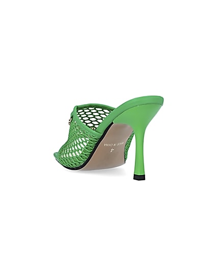 360 degree animation of product Green mesh open toe heeled mules frame-7