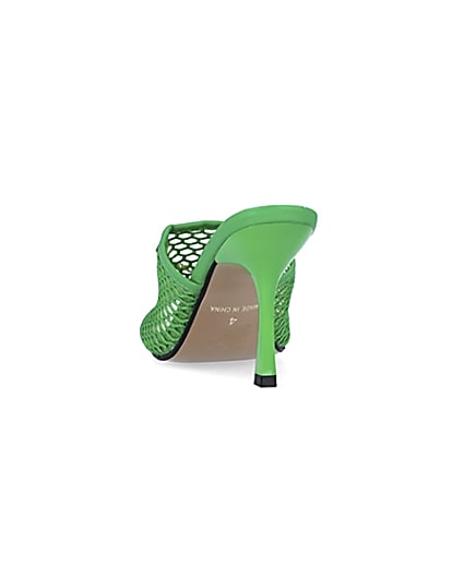 360 degree animation of product Green mesh open toe heeled mules frame-8