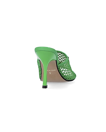 360 degree animation of product Green mesh open toe heeled mules frame-10