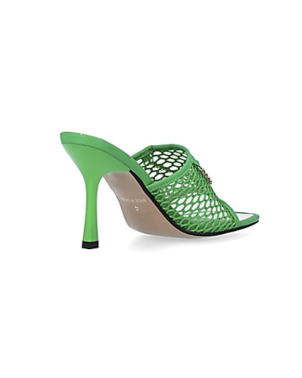 360 degree animation of product Green mesh open toe heeled mules frame-12